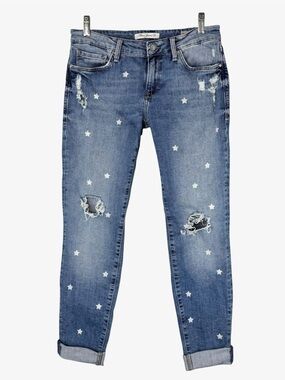 Mavi Erica Mid-Rise Star Print Skinny Jeans 29 Full Length Patriotic America